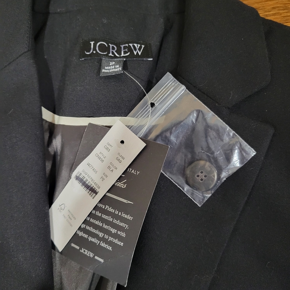 J Crew Cropped lady blazer in four-season stretch CN786 Size 2 Petite NWT Black - Picture 7 of 9